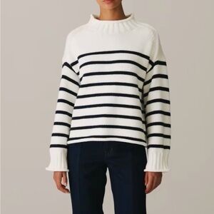 NWOT J CREW ROLL NECK NAVY STRIPE SWEATER SMALL